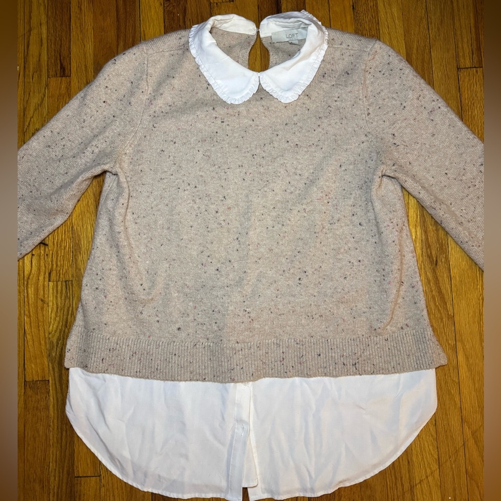 Loft Peter Pan Collar Speckled Sweater in size M
